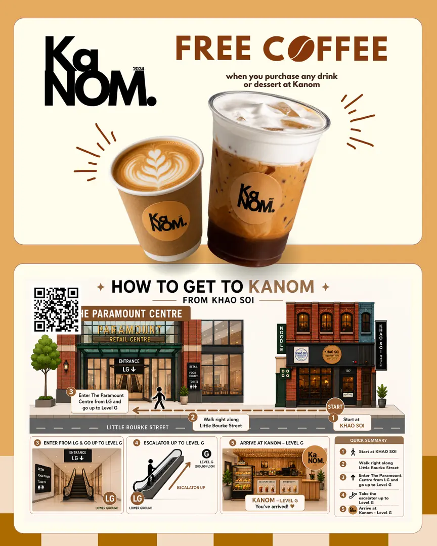 Free coffee at Kanom when you buy any drink or dessert